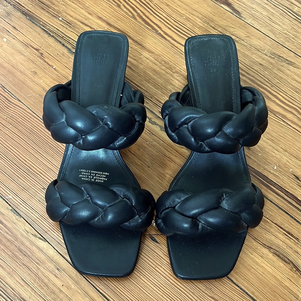H&M Women’s Black Braid Leather Heels